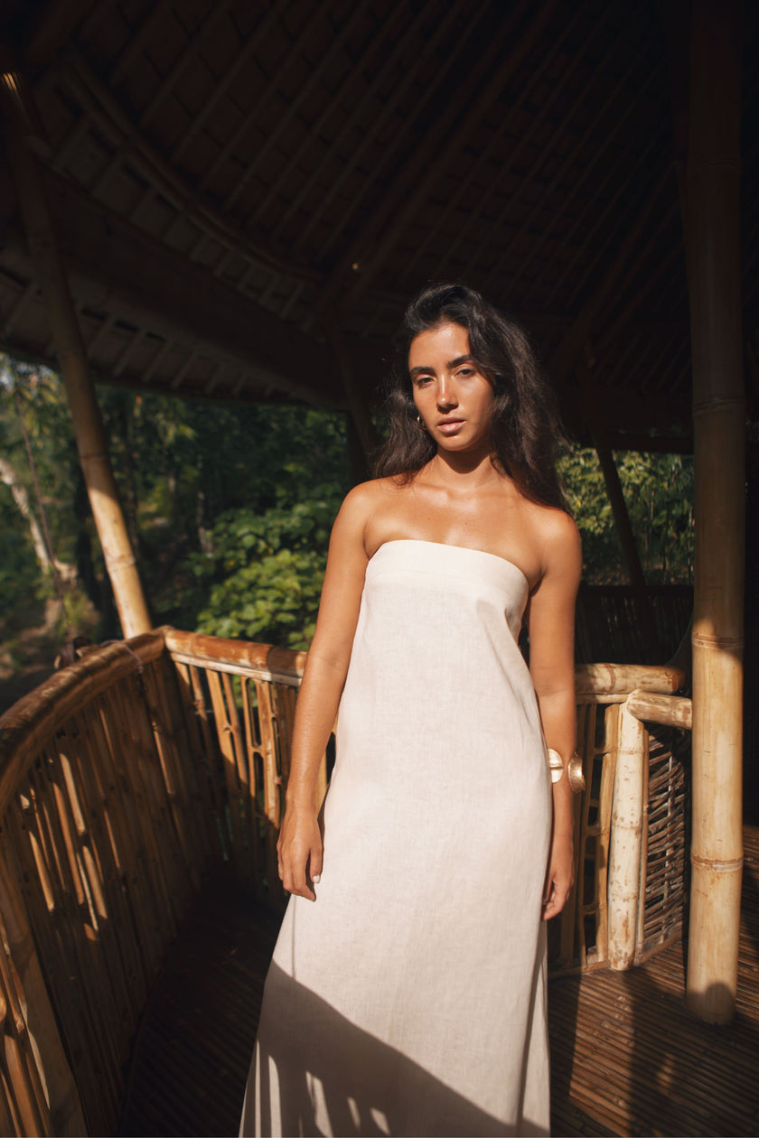 DANIELI STRAPLESS DRESS (IVORY) - RICOCHET