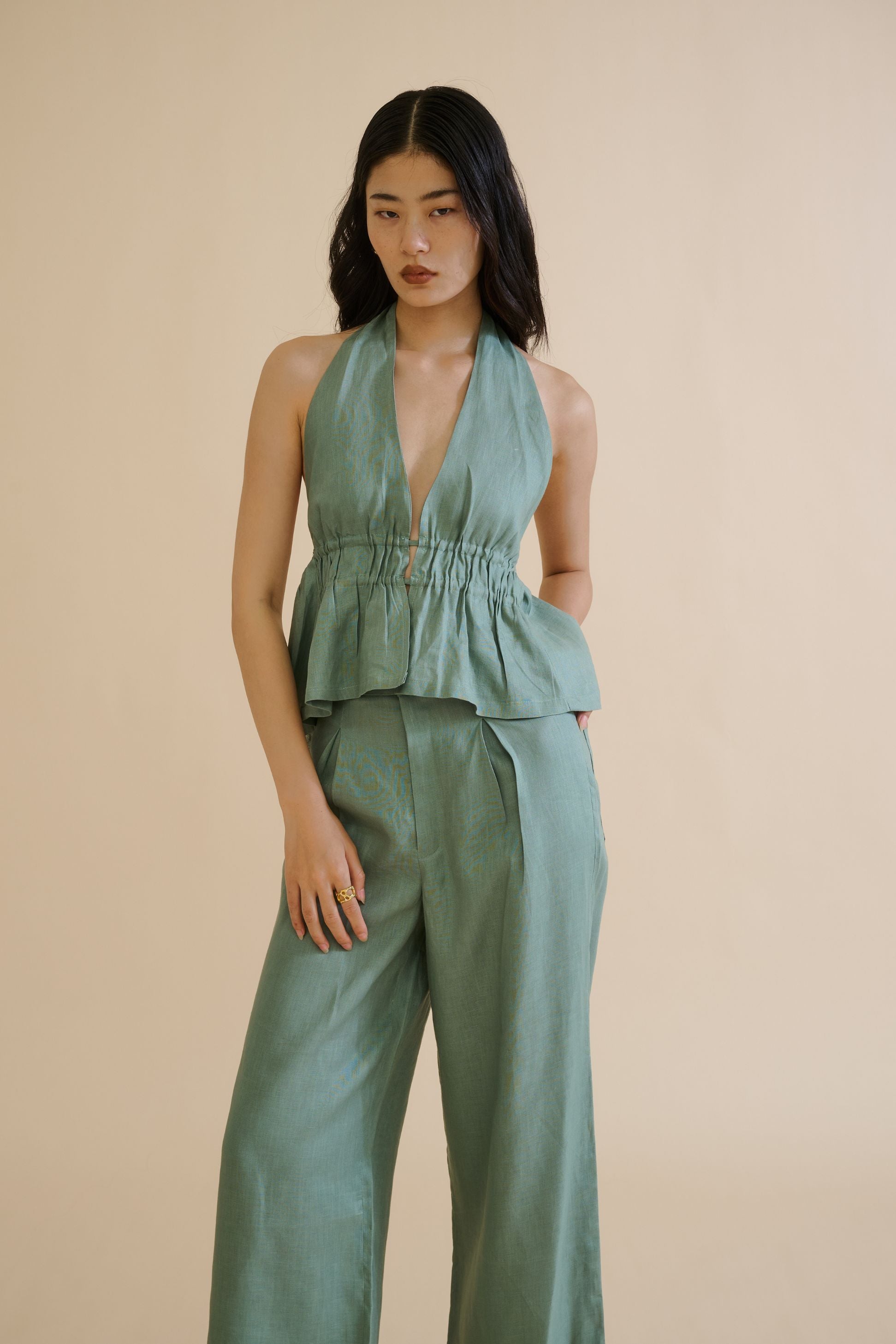 LEA HALTER TOP (SAGE) - RICOCHET