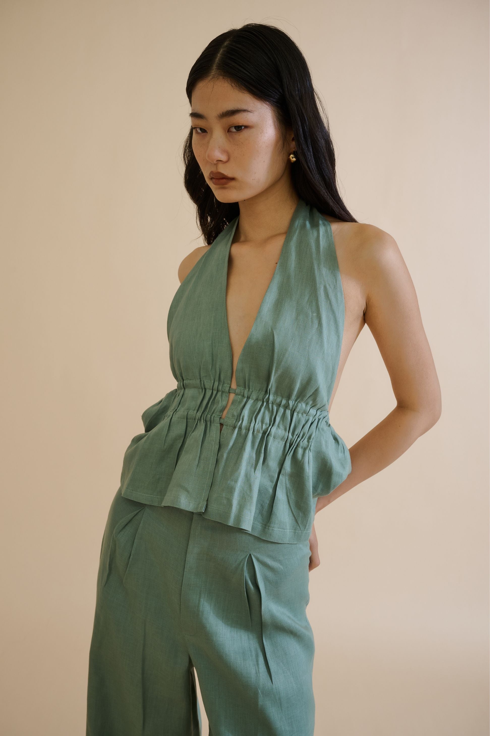 LEA HALTER TOP (SAGE) - RICOCHET