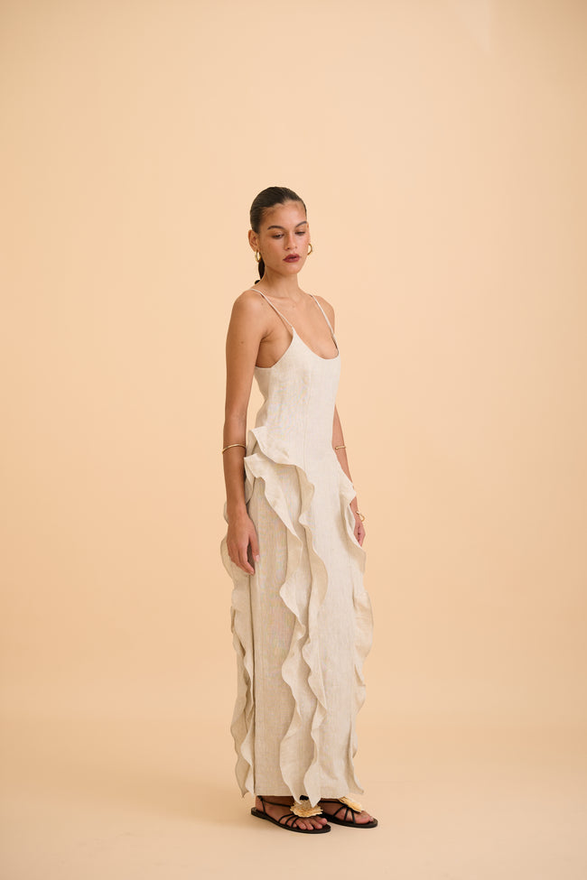 SAANVI RUFFLED MAXI DRESS - RICOCHET