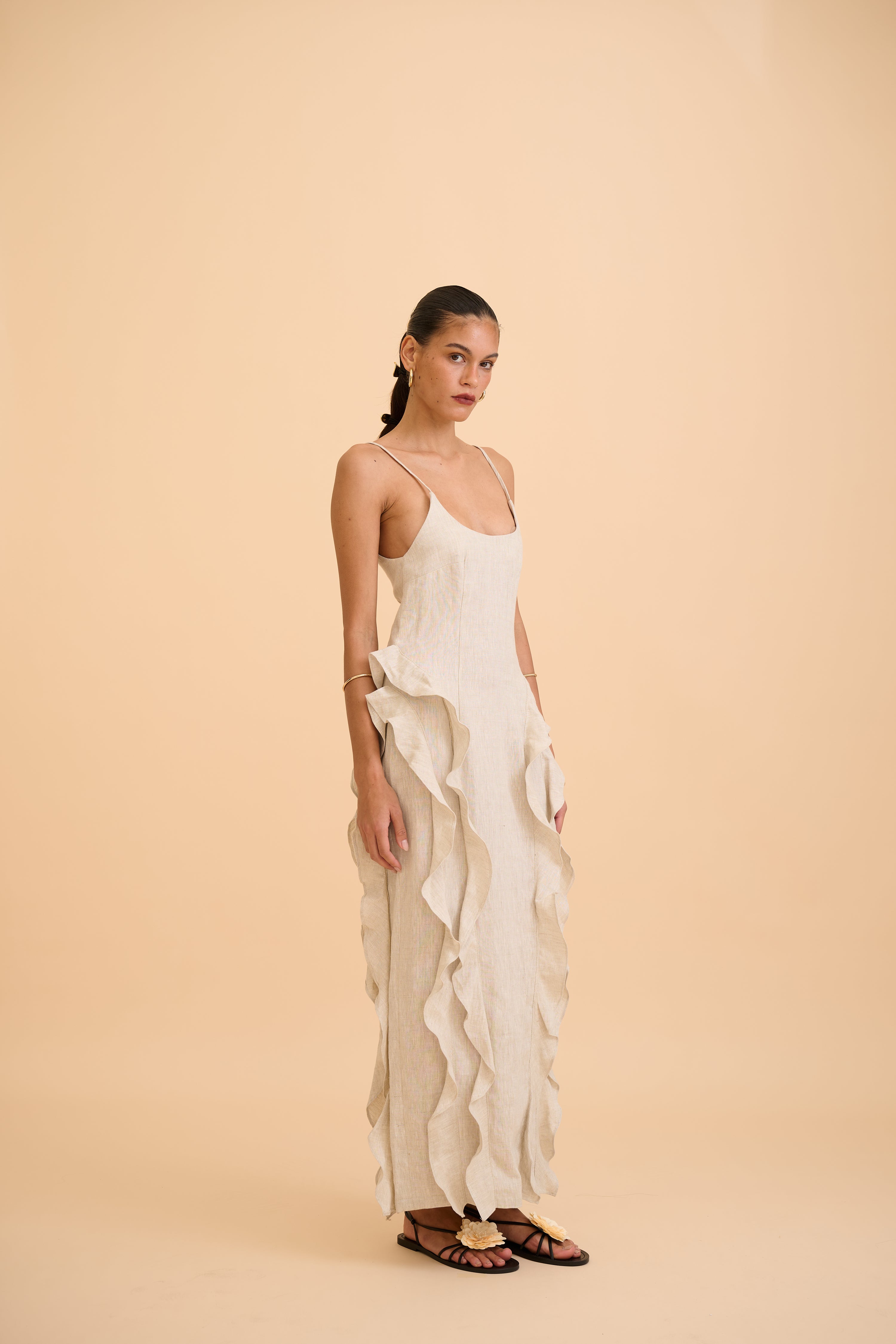 SAANVI RUFFLED MAXI DRESS - RICOCHET