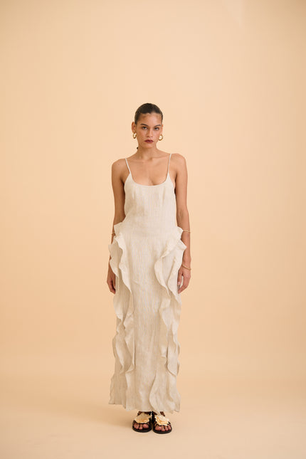 SAANVI RUFFLED MAXI DRESS - RICOCHET