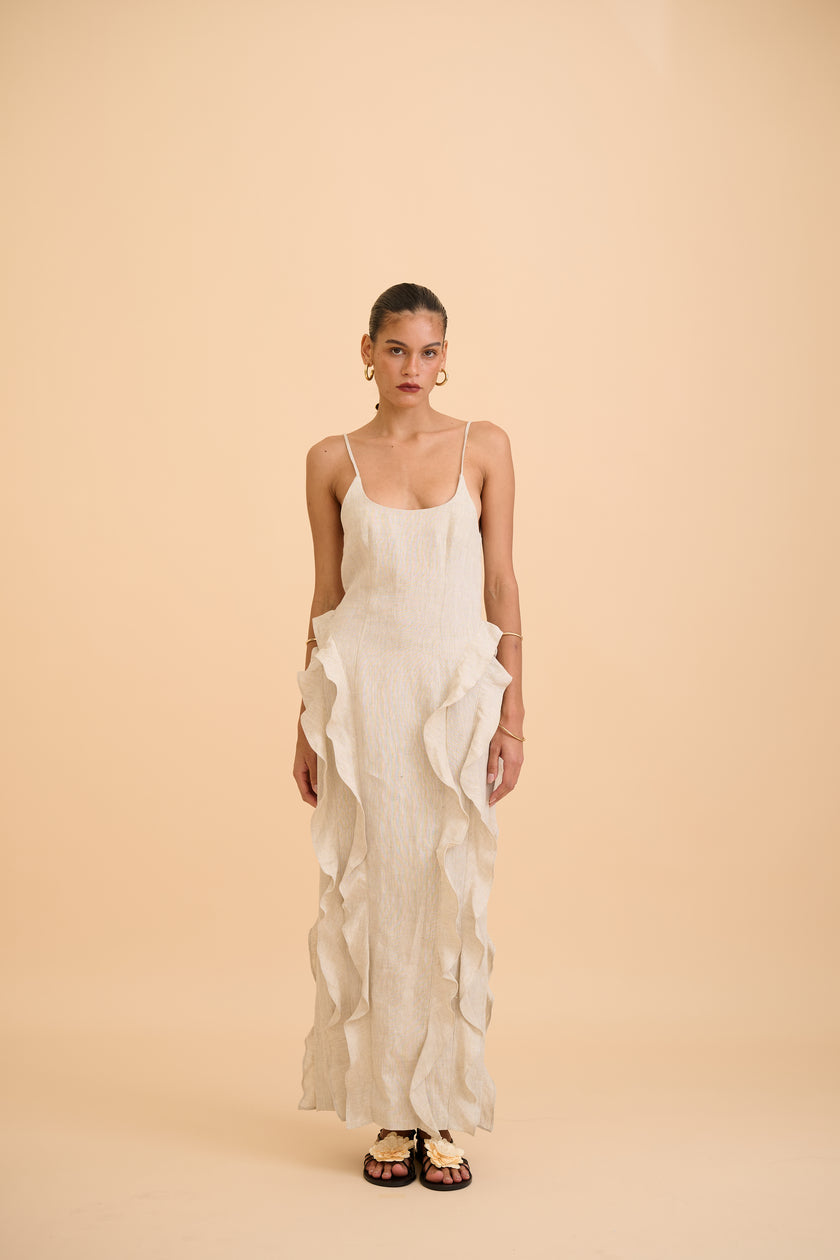 SAANVI RUFFLED MAXI DRESS - RICOCHET