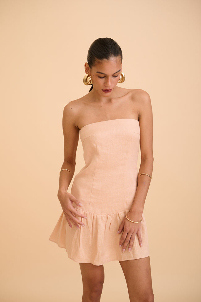 IRENE RUFFLED MINI DRESS - RICOCHET