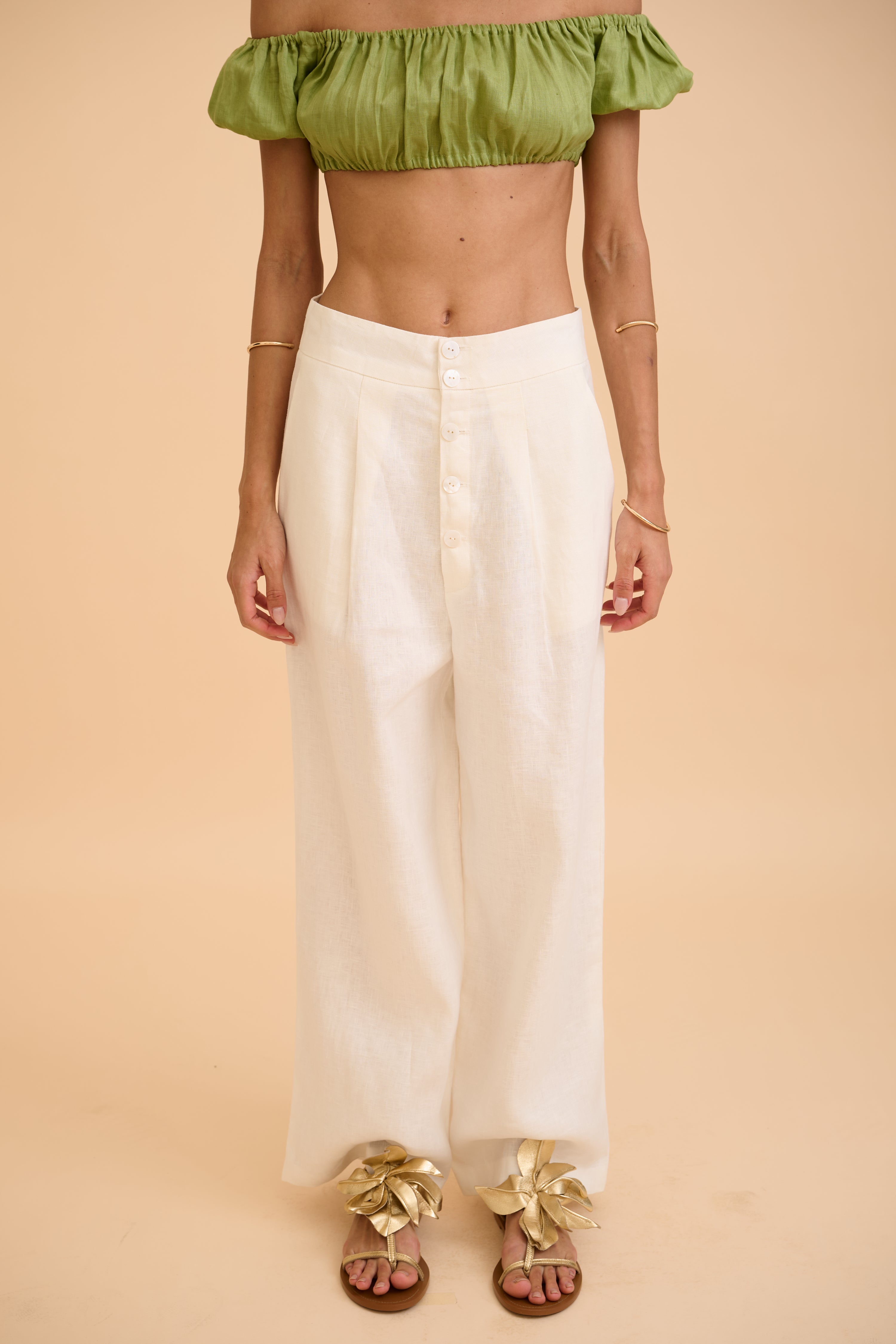 LUNE PEARL-BUTTONS TROUSER - RICOCHET