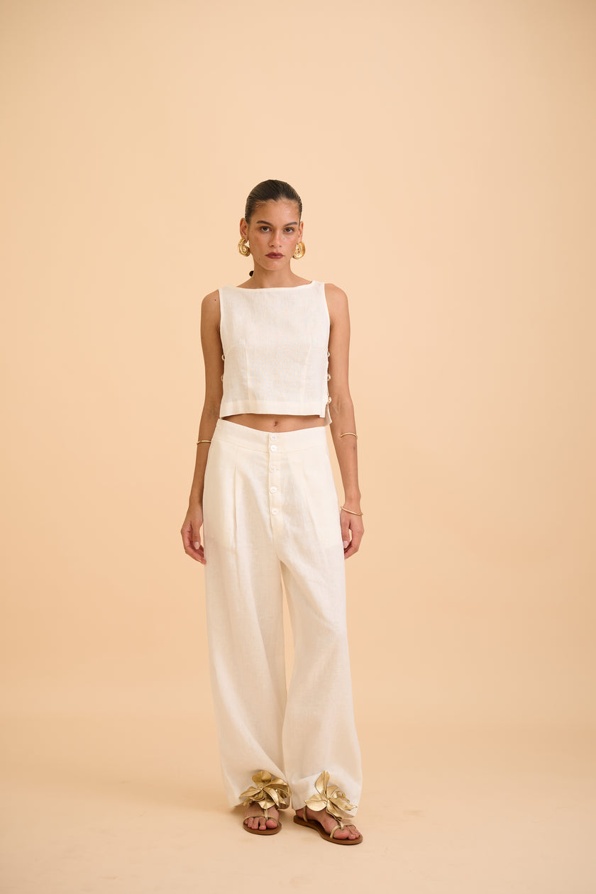 LUNE PEARL-BUTTONS TROUSER - RICOCHET