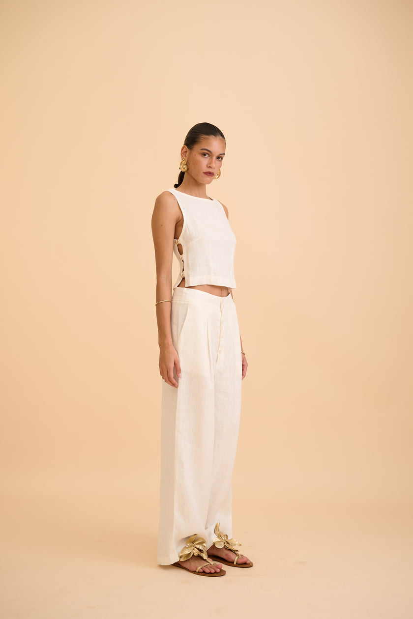 LUNE PEARL-BUTTONS TROUSER - RICOCHET