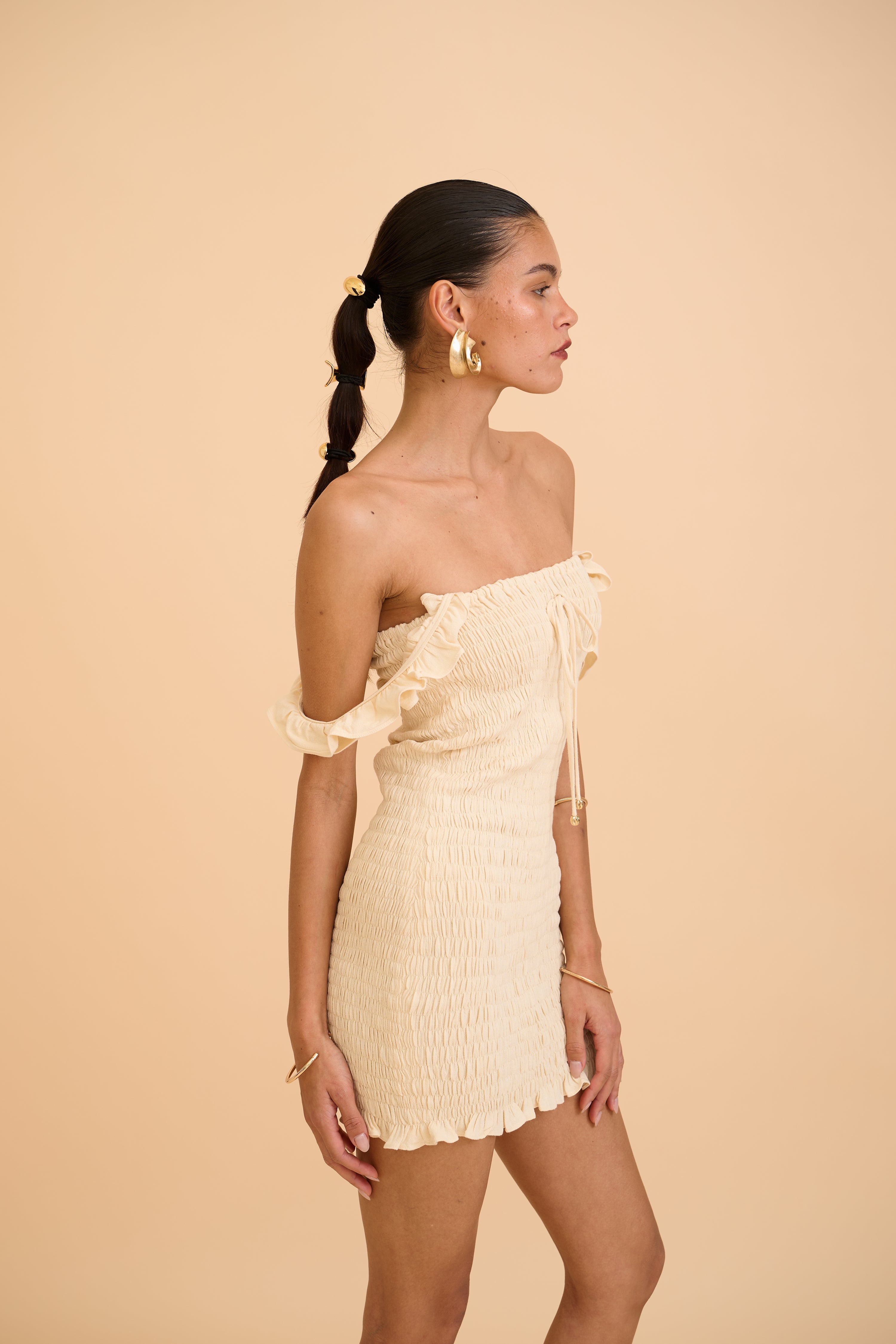 ALINE RUFFLED MINI DRESS - RICOCHET