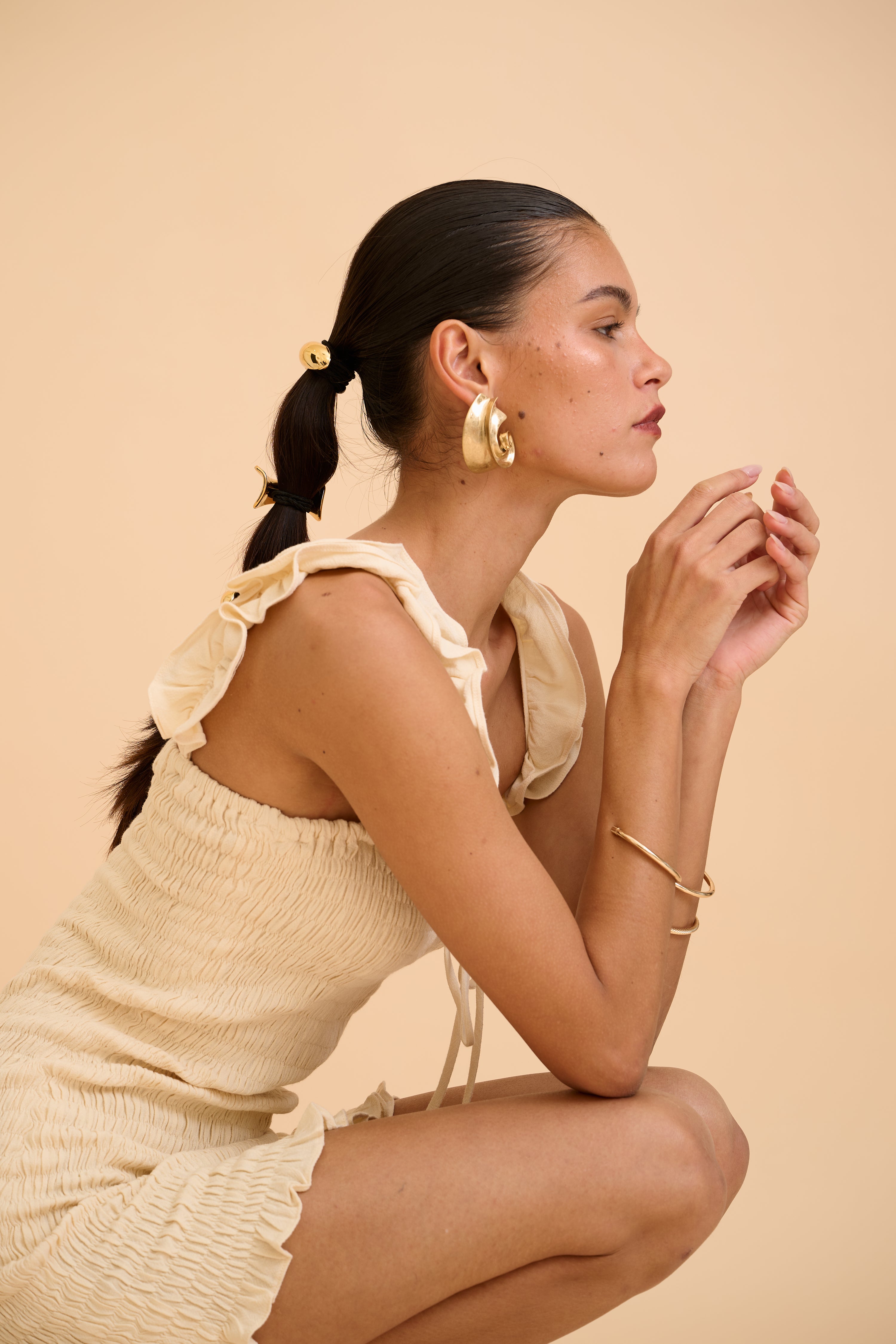 ALINE RUFFLED MINI DRESS - RICOCHET