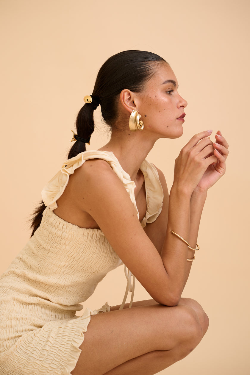 ALINE RUFFLED MINI DRESS - RICOCHET