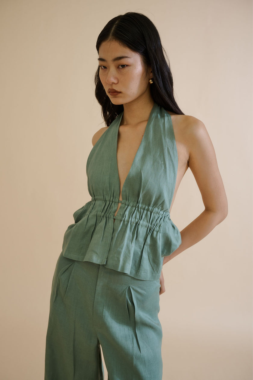 LEA HALTER TOP (SAGE) - RICOCHET
