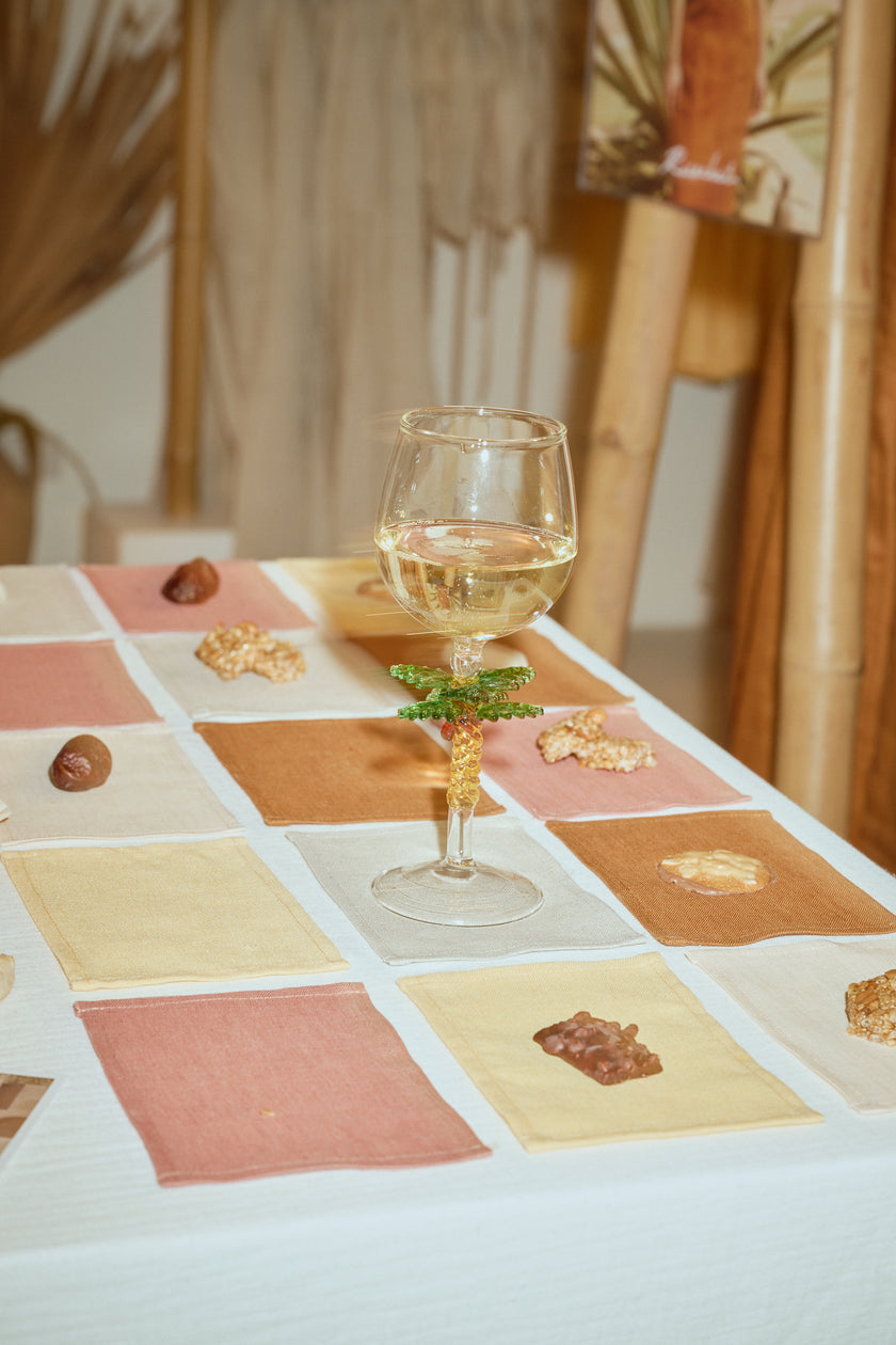 Nora Holiday linen coasters (Tobacco Sand/Beige)