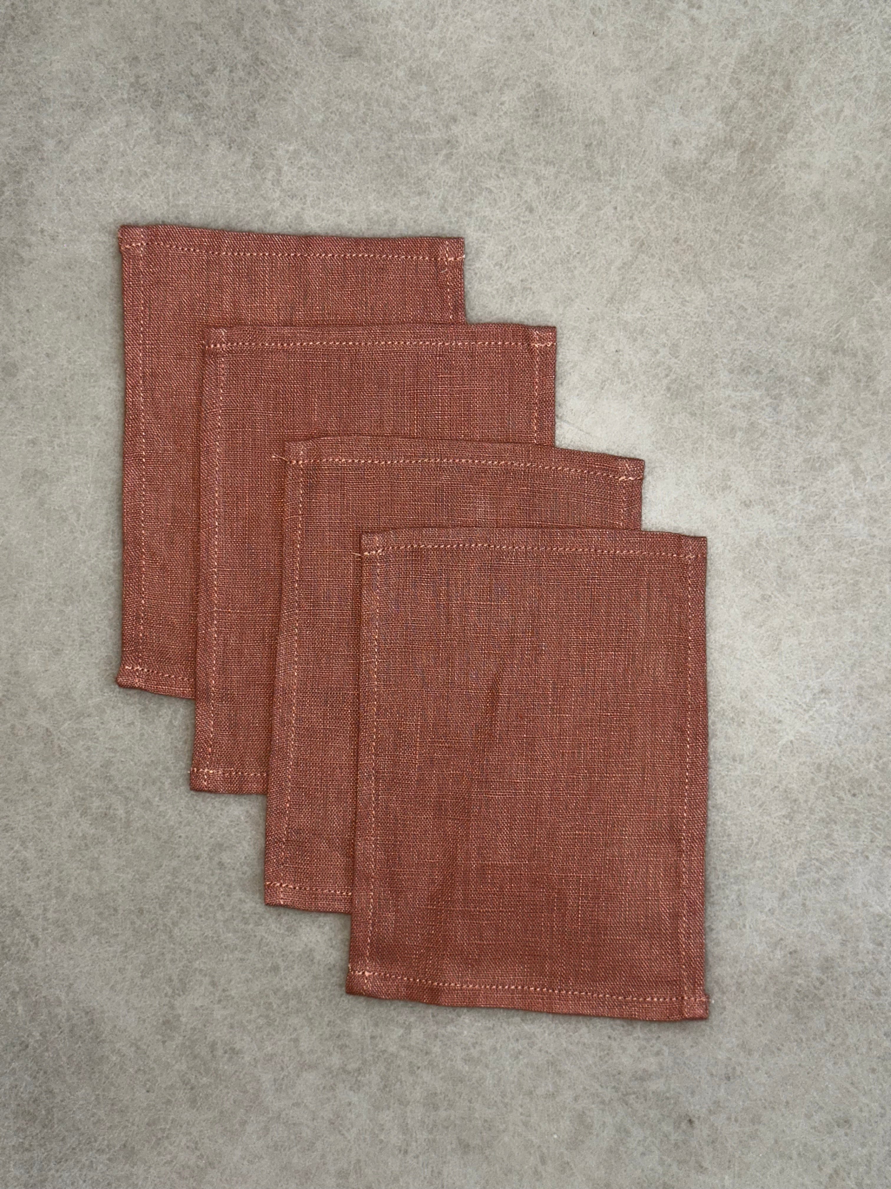 Nora Holiday linen coasters (Terracotta)