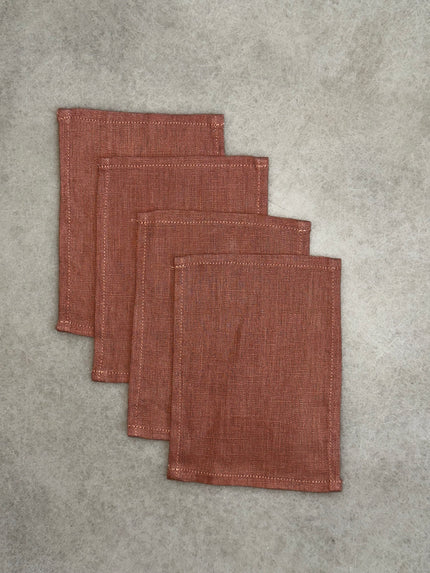 Nora Holiday linen coasters (Terracotta)