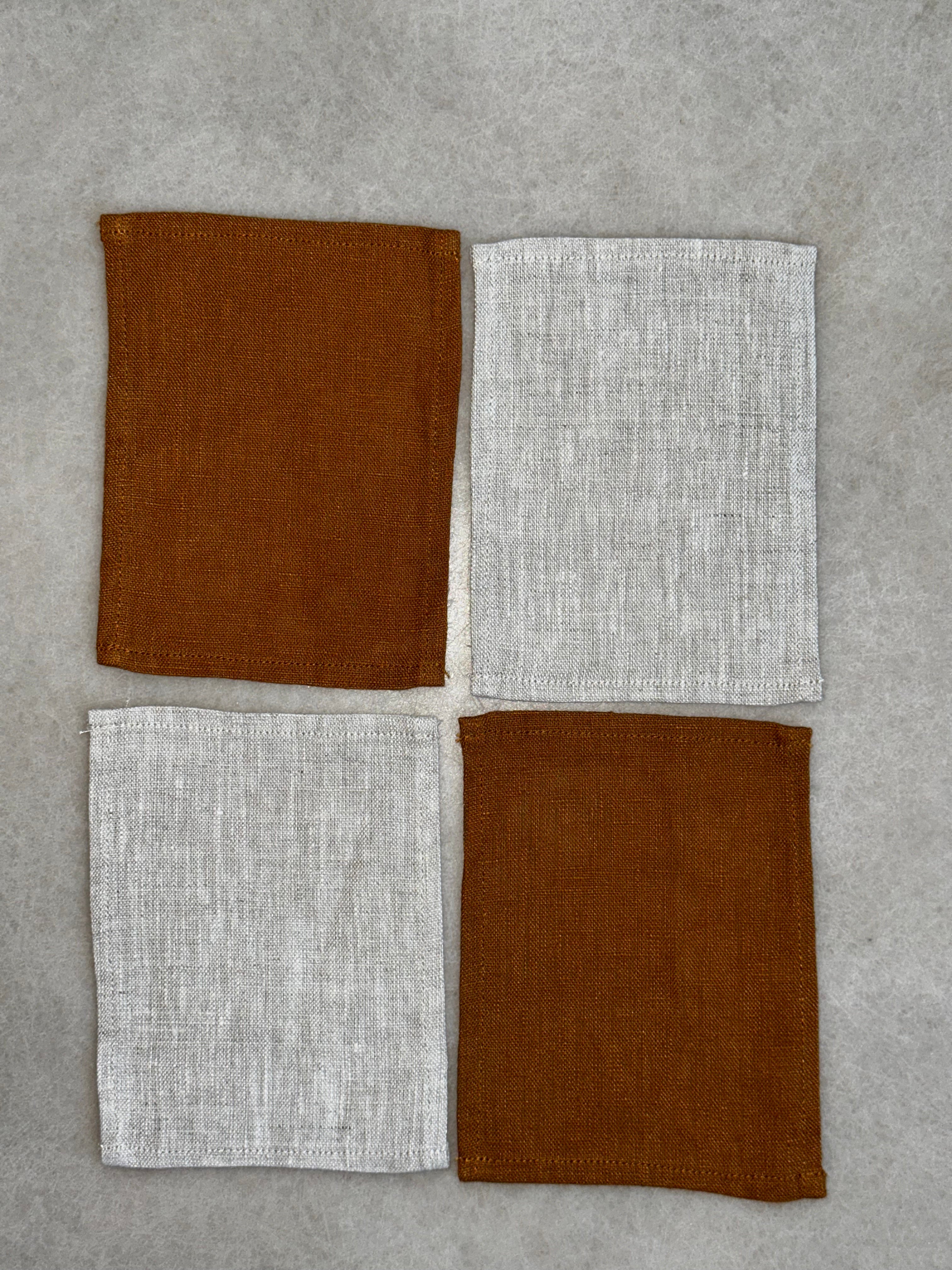 Nora Holiday linen coasters (Tobacco Sand/Beige)