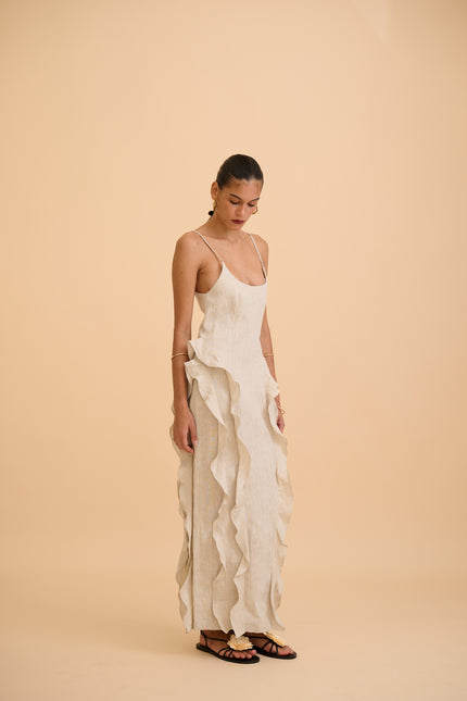 SAANVI RUFFLED MAXI DRESS - RICOCHET