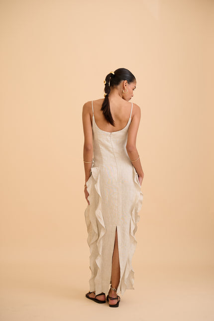 SAANVI RUFFLED MAXI DRESS - RICOCHET