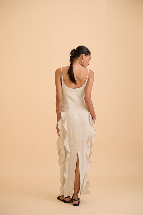 SAANVI RUFFLED MAXI DRESS - RICOCHET