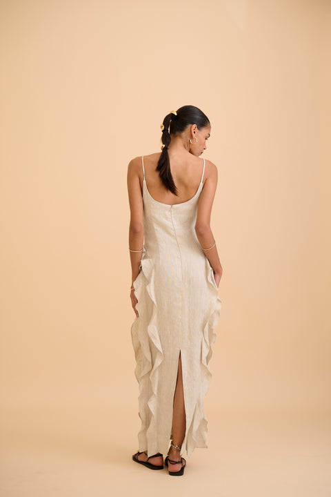 SAANVI RUFFLED MAXI DRESS - RICOCHET