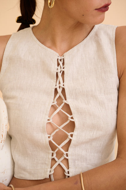 SAANVI LACE-UP TOP - RICOCHET