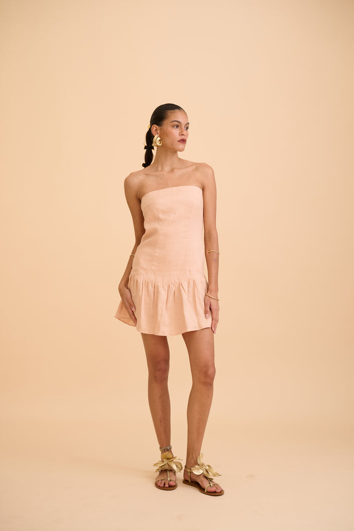 IRENE RUFFLED MINI DRESS - RICOCHET