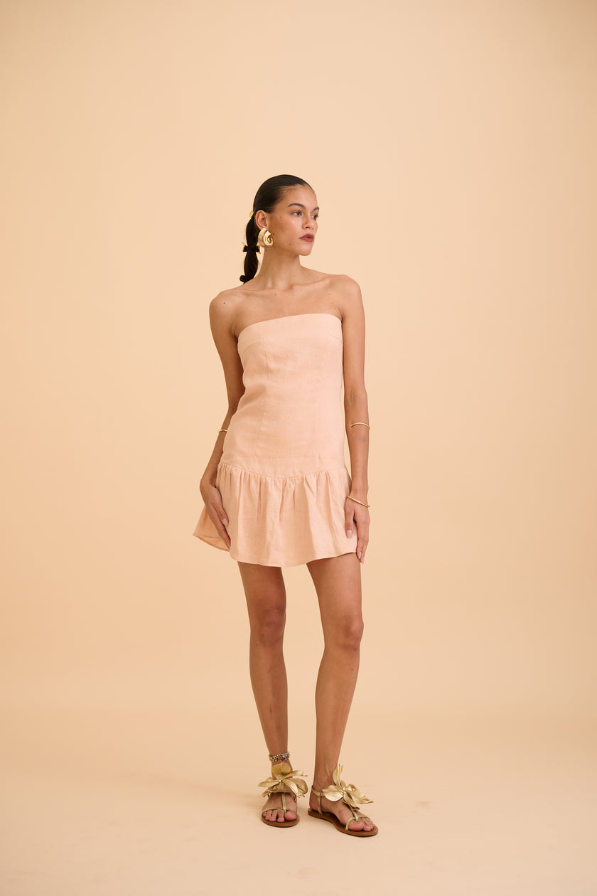 IRENE RUFFLED MINI DRESS - RICOCHET