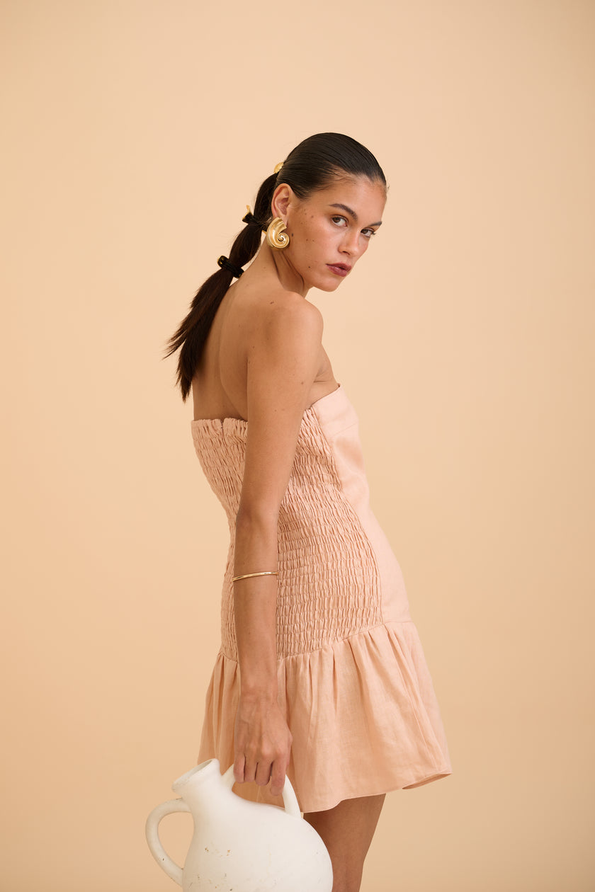 IRENE RUFFLED MINI DRESS - RICOCHET