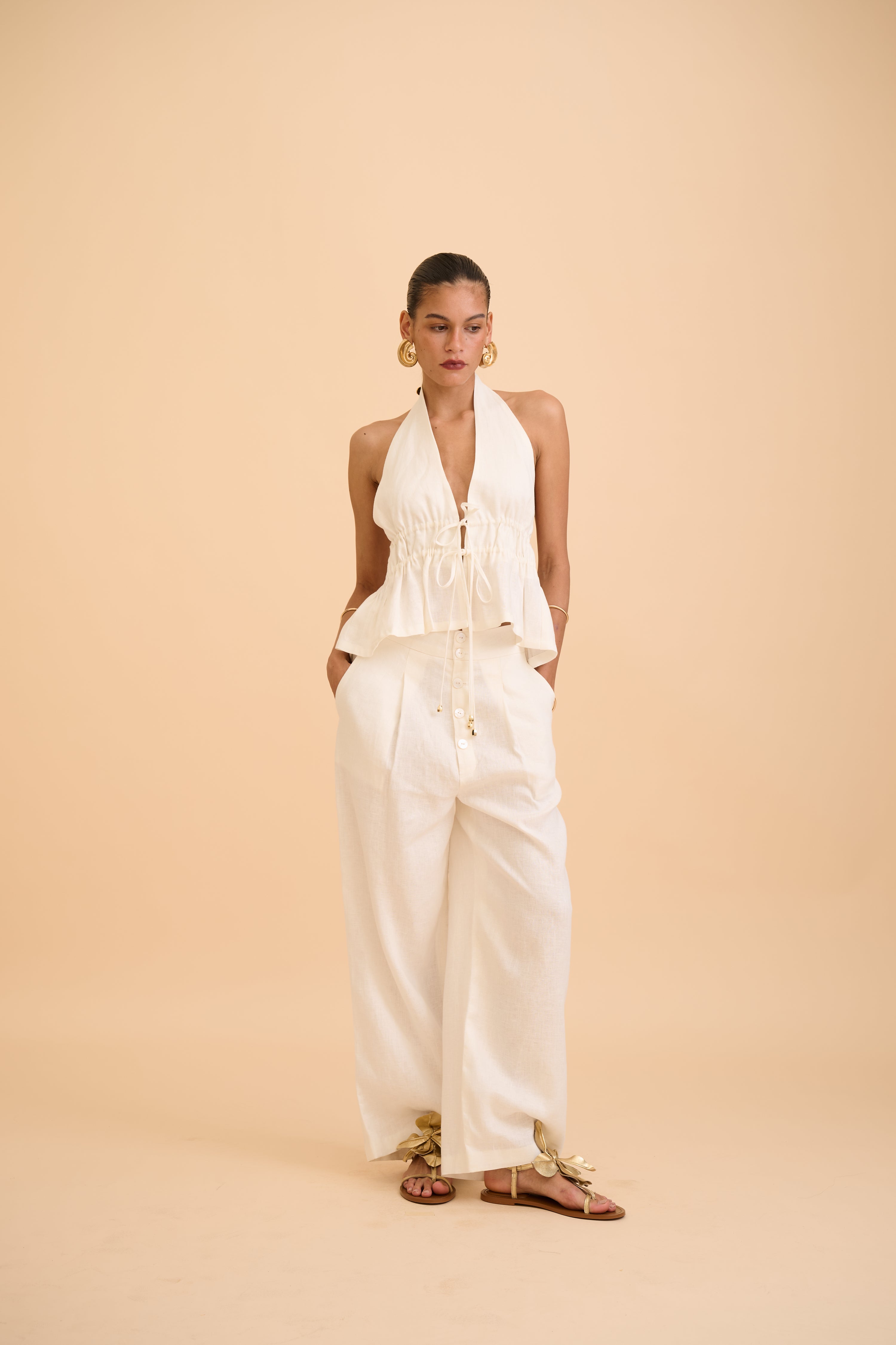 LUNE PEARL-BUTTONS TROUSER